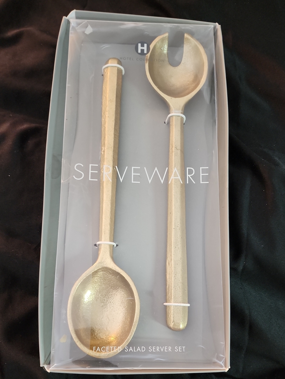 Hotel Collection Gold Faceted Salad Server Set NEW